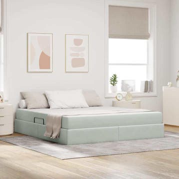 vidaXL Opbergbed met matras met opslag Lichtgrijs 160 x 200, Verzenden, Nieuw