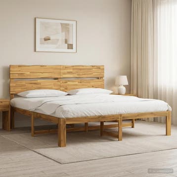 vidaXL Tweepersoonsbed met hoofdbord ROSTOCK Wit 180 x 200, Huis en Inrichting, Slaapkamer | Bedden, Verzenden, Nieuw