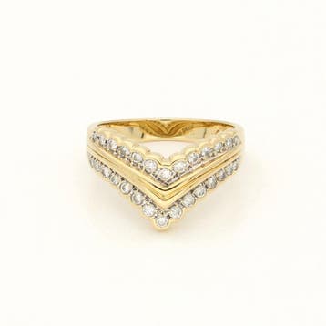 Zonder minimumprijs - Ring - 18 karaat Geel goud - 0.24ct., Handtassen en Accessoires, Ringen, Nieuw
