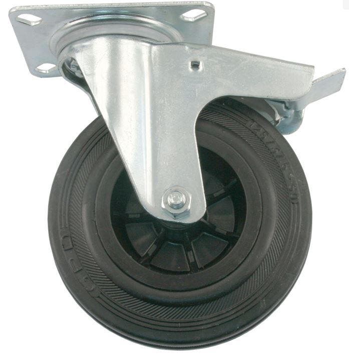 Transport Zwenkwiel met rem en bevestigingsplaat 80 mm, Doe-het-zelf en Bouw, Zwenkwielen, Nieuw