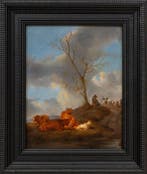 Nederlandse school (XVIII) - Landscape with Herdsmen and