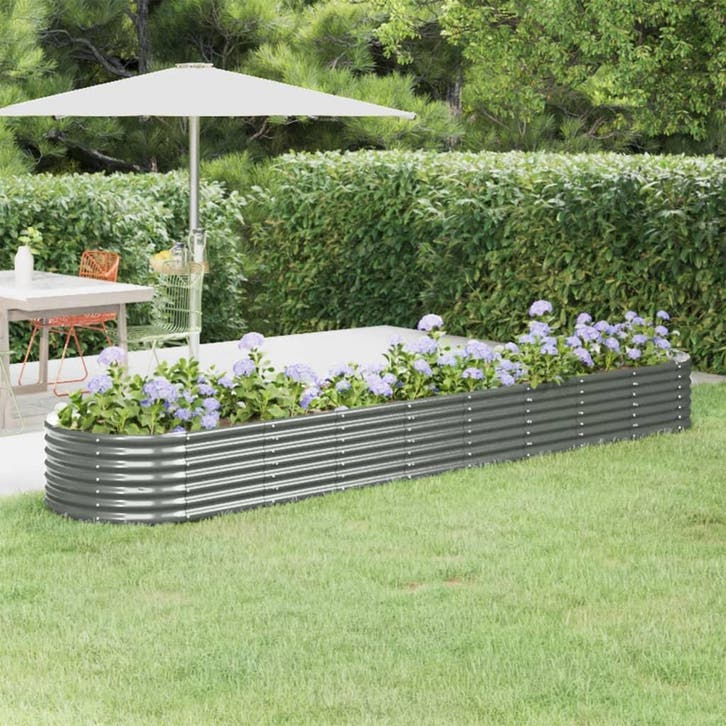 vidaXL Plantenbak 368x80x36 cm gegalvaniseerd staal grijs, Tuin en Terras, Bloempotten, Nieuw, Verzenden