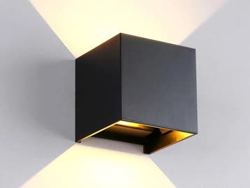 Veiling - 8x 7W LED zwart Wandlamp Kubus duo licht verstelba, Tuin en Terras, Nieuw