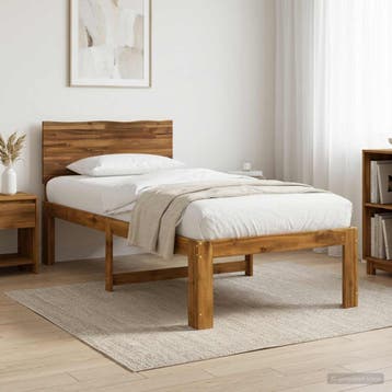vidaXL Eenpersoonsbed met hoofdbord ROSTOCK Naturel 75 x 190, Verzenden