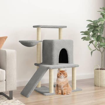 vidaXL Kattenmeubel met sisal krabpalen 96,5 cm lichtgrijs, Verzenden
