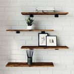 vidaXL Wandschappen 4 st 60x20x1,5 cm bewerkt hout gerookt, Verzenden, Nieuw