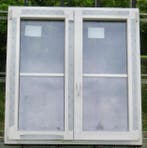 pvc raam , chassis , venster 119 x 126 wit / zwart ral 9011, Bricolage & Construction, Châssis & Portes coulissantes, Ophalen of Verzenden