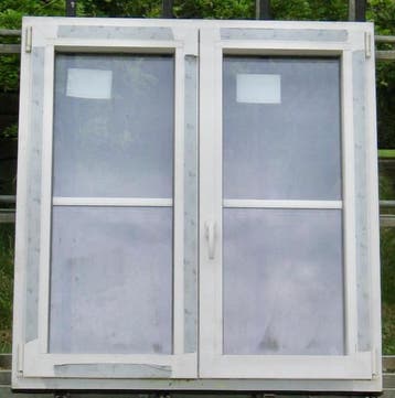 pvc raam , chassis , venster 119 x 126 wit / zwart ral 9011, Ophalen of Verzenden, Raamkozijn