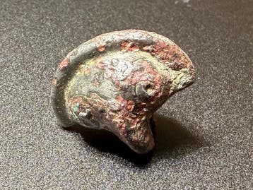 Époque Viking Bronze Pommeau rare (extrémité du couteau)