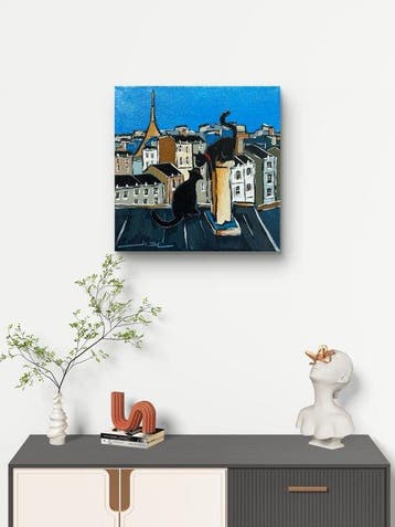 Jiel - Black Cat and His Beauty on the Paris Rooftops.