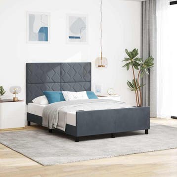 vidaXL Boxspring bed met hoofdeinde Donkergrijs 160 x 200 cm, Verzenden, Nieuw