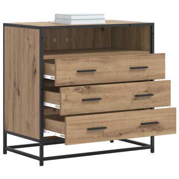 vidaXL Ladekast 3-Lade Artisanaal eiken 70 x 41 x 70 cm, Huis en Inrichting, Verzenden, Nieuw