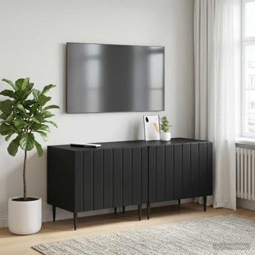 vidaXL Tv-meubel Zwart Bewerkt hout, Verzenden, Nieuw