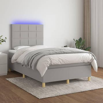 vidaXL Boxspring met matras en LED stof lichtgrijs 120x200, Verzenden, Nieuw