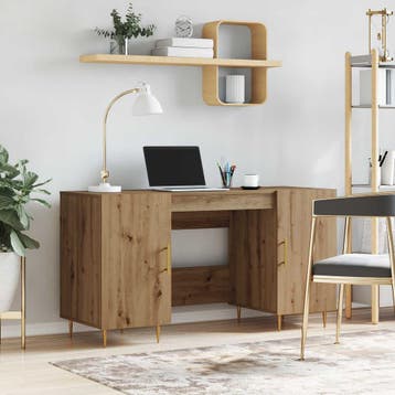vidaXL Bureau artisanaal eikenkleurig Bewerkt hout 140 x 50, Verzenden, Nieuw