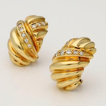 Boucles doreilles - 18 carats Or jaune Diamant (Naturelle), Nieuw