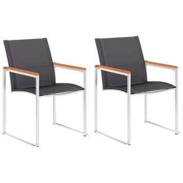 vidaXL Tuinstoelen 2 st textileen en roestvrij staal grijs, Tuin en Terras, Verzenden, Nieuw