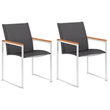 vidaXL Tuinstoelen 2 st textileen en roestvrij staal grijs, Tuin en Terras, Tuinstoelen, Verzenden, Nieuw