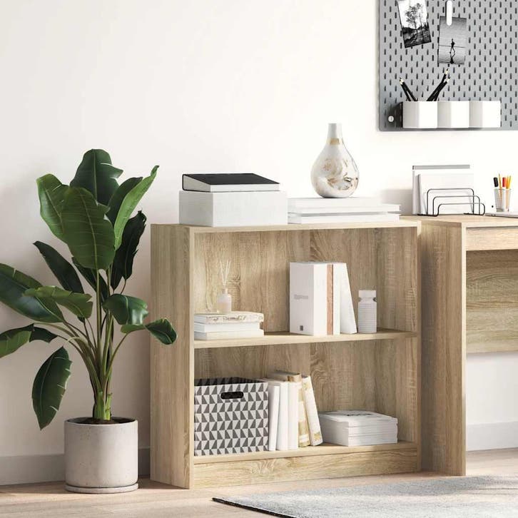 vidaXL Boekenkast 80x24x75 cm bewerkt hout sonoma, Maison & Meubles, Armoires | Bibliothèques, Envoi
