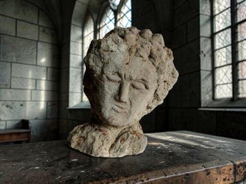 sculptuur, Marcolfa (Custode dei confini) - 29 cm - Steen