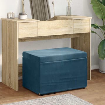 vidaXL Kruk Blauw 61 x 41 x 40 cm Velvet en Geengineerd Hout, Verzenden, Nieuw