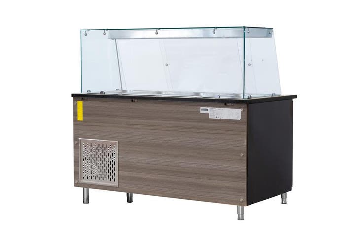 Saladette met 4 deuren - houten bekleding en luxe zwart gran, Articles professionnels, Horeca | Équipement de cuisine, Envoi