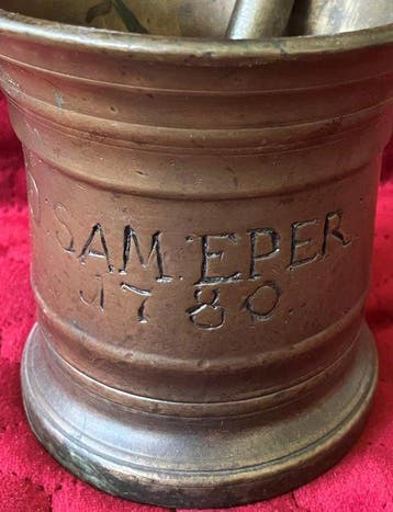 Oude vijzel uit Noord Nederland SAM EPER 1780 - Pot - Brons