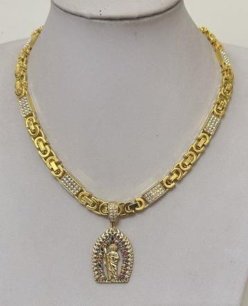 Ketting met Sint Judas Thaddaeus met zirkonia - Ketting met