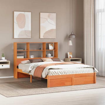 vidaXL Bedframe met Opslag Hoofdbord Waskleur Bruin 150 x, Verzenden, Nieuw