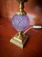 Lampe de table - Verre, Laiton, Métal, Fabric