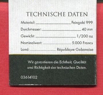 Gabon. 5000 Francs Markgraf von Baden (Zonder minimumprijs)