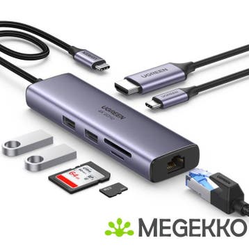 Ugreen 7 in 1 Multiport Adapter 4K@60Hz Hubs, Computers en Software, Verzenden, Nieuw