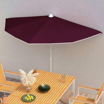 vidaXL Parasol half met paal 180x90 cm bordeauxrood, Tuin en Terras, Verzenden, Nieuw