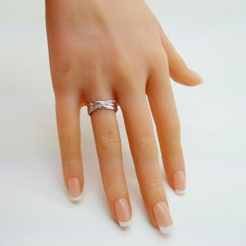 Zonder minimumprijs - Ring - 18 karaat Witgoud - 0.10ct. tw.