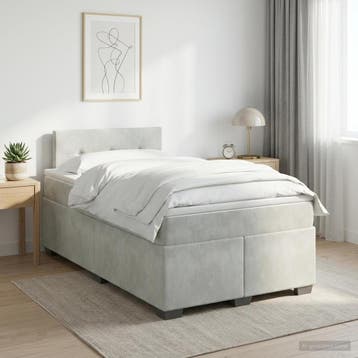 vidaXL Boxspringbed met matras Lichtgrijs 120 x 190 cm, Maison & Meubles, Verzenden