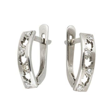 Boucles doreilles - 14 carats Or blanc Diamant (Naturelle), Handtassen en Accessoires, Nieuw
