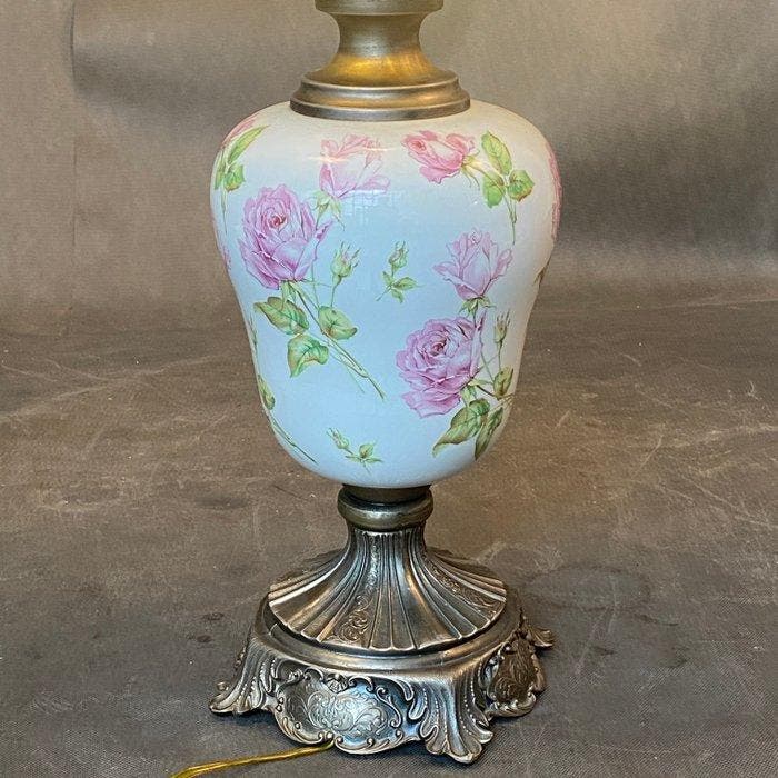 Tafellamp - Keramiek, Glas, Zinklegering, Romantisch, Antiquités & Art, Curiosités & Brocante