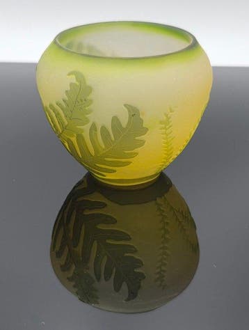 Emile Gallé - Vaas - Glas - Groene varenpatronen