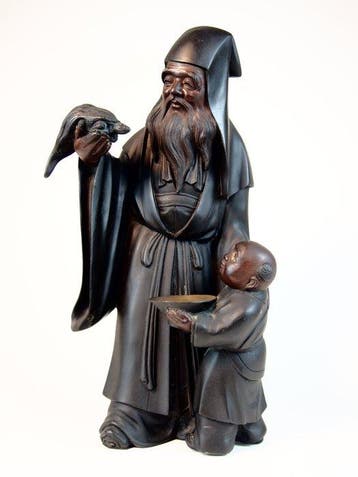 Brons - Tsunenobu  - Beeldje van Jurojin , een van de