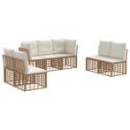 vidaXL Buiten bank set met kussen 7 pcs Naturel Polyester, Verzenden