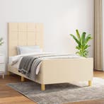 vidaXL Bedframe zonder matras 100x200 cm stof crèmekleurig, Verzenden, Nieuw