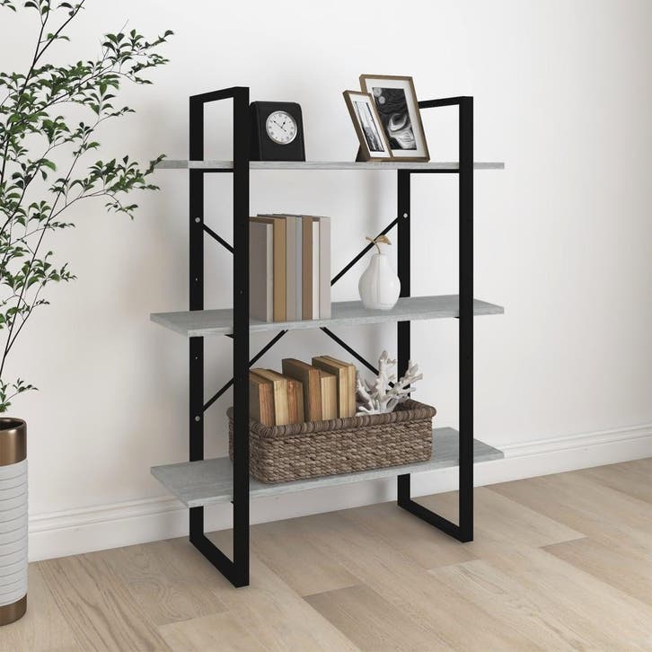 vidaXL Boekenkast 80x30x105 cm bewerkt hout grijs sonoma, Huis en Inrichting, Kasten | Boekenkasten, Nieuw, Verzenden