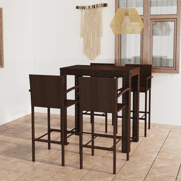 vidaXL 5-delige Tuinbarset met armleuningen poly rattan, Verzenden, Nieuw
