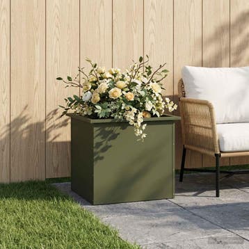 vidaXL Tuinplantenbak met led Olijfgroen 50 x 60 x 48 cm, Verzenden, Nieuw
