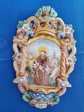 Barok Wijwatervat - Ceramica Salernitana - 20e eeuw - Sint