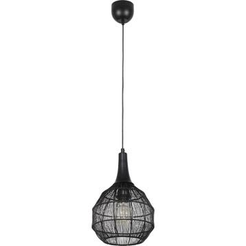 Zwarte Metalen LED Hanglamp Trion Sorana - Rond, E27, Verste, Huis en Inrichting, Lampen | Hanglampen, Verzenden, Nieuw