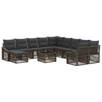 vidaXL Tuinbank Set 12 pcs Grijs poly rattan, Verzenden, Nieuw