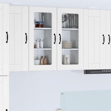 vidaXL Wandglas Kasten LUCCA 2 st Wit Bewerkt hout, Huis en Inrichting, Verzenden, Nieuw