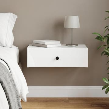 vidaXL Wandgemonteerde Zijtafel Hoogglans Wit 59 x 34,5 x 17, Verzenden