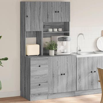 vidaXL Keukenkast 95x50x180 cm bewerkt hout grijs sonoma, Verzenden, Nieuw